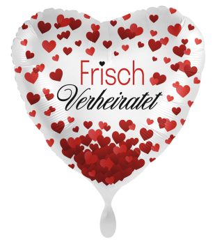Folienballon - Frisch verheiratet, rote Herzen - ø 43cm